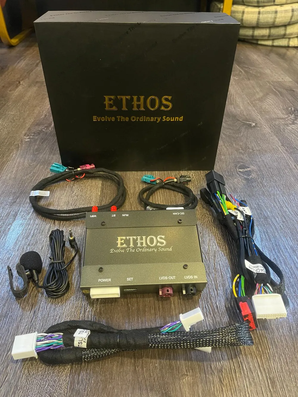 ETHOS CarPlay module with its plug-and-play wiring harness