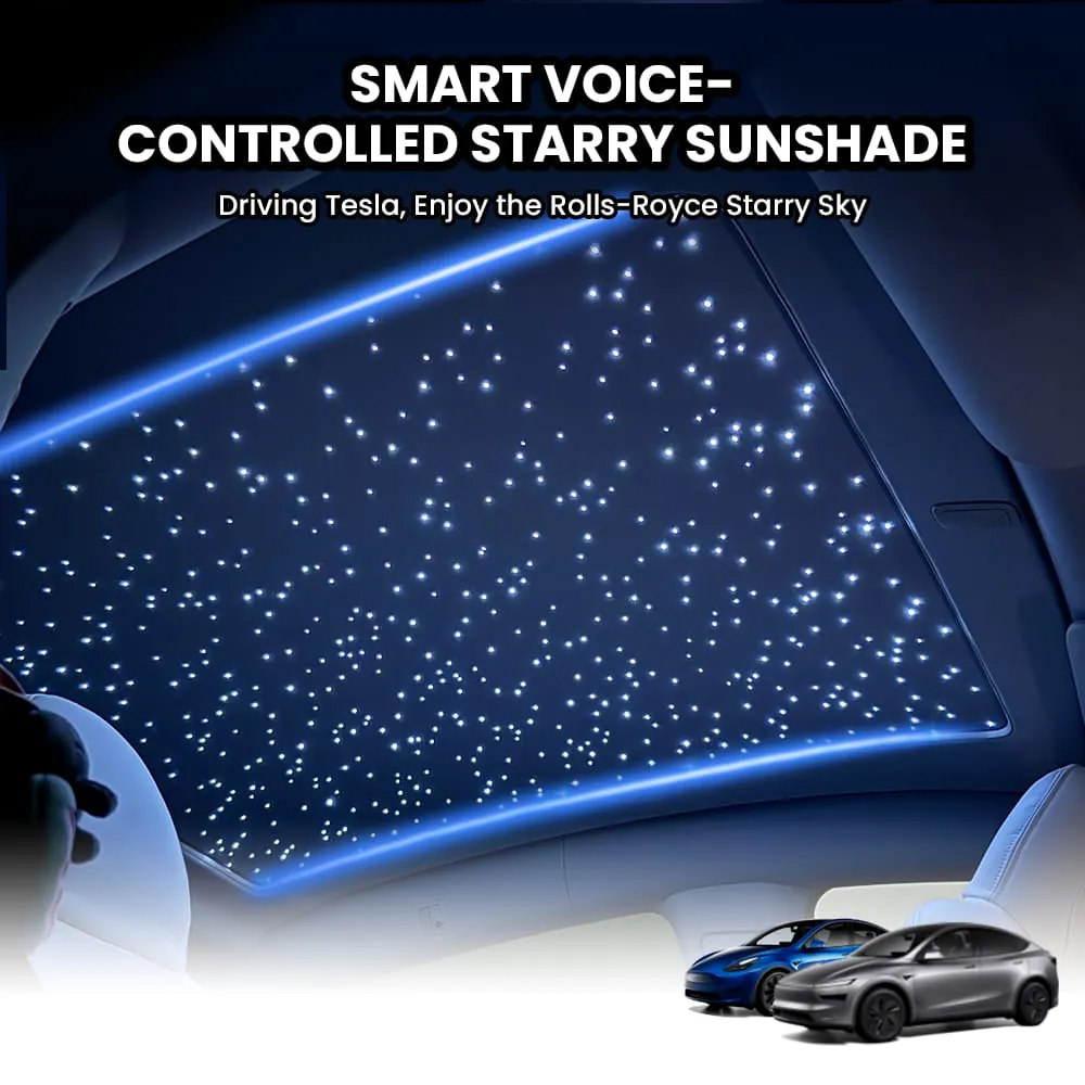 Product graphic for the smart voice-controlled starry sunshade