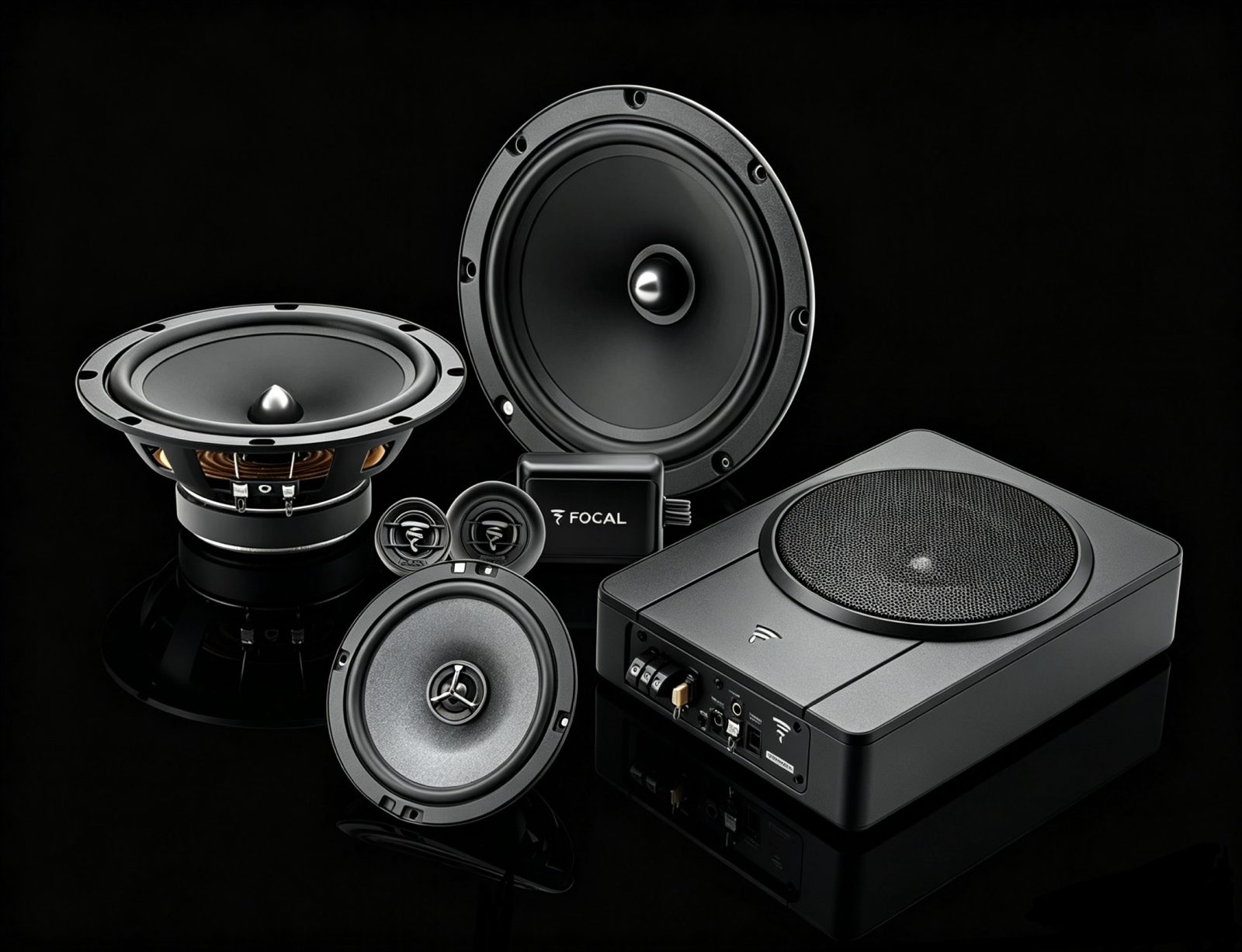 Silver package components — Focal & Ethos speakers, amplifier and subwoofer supplied by Han Revolution